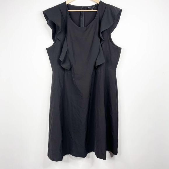 Eloquii Dresses & Skirts - ELOQUII Ruffle Bound Sleeve Sheath Dress LBD 24 Black Mini Back Zip #7123